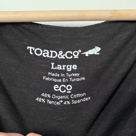 Toad & Co Dress Size Large Rosemarie Cap Sleeve Knee Length Black Organic Cotton - Picture 5 of 10